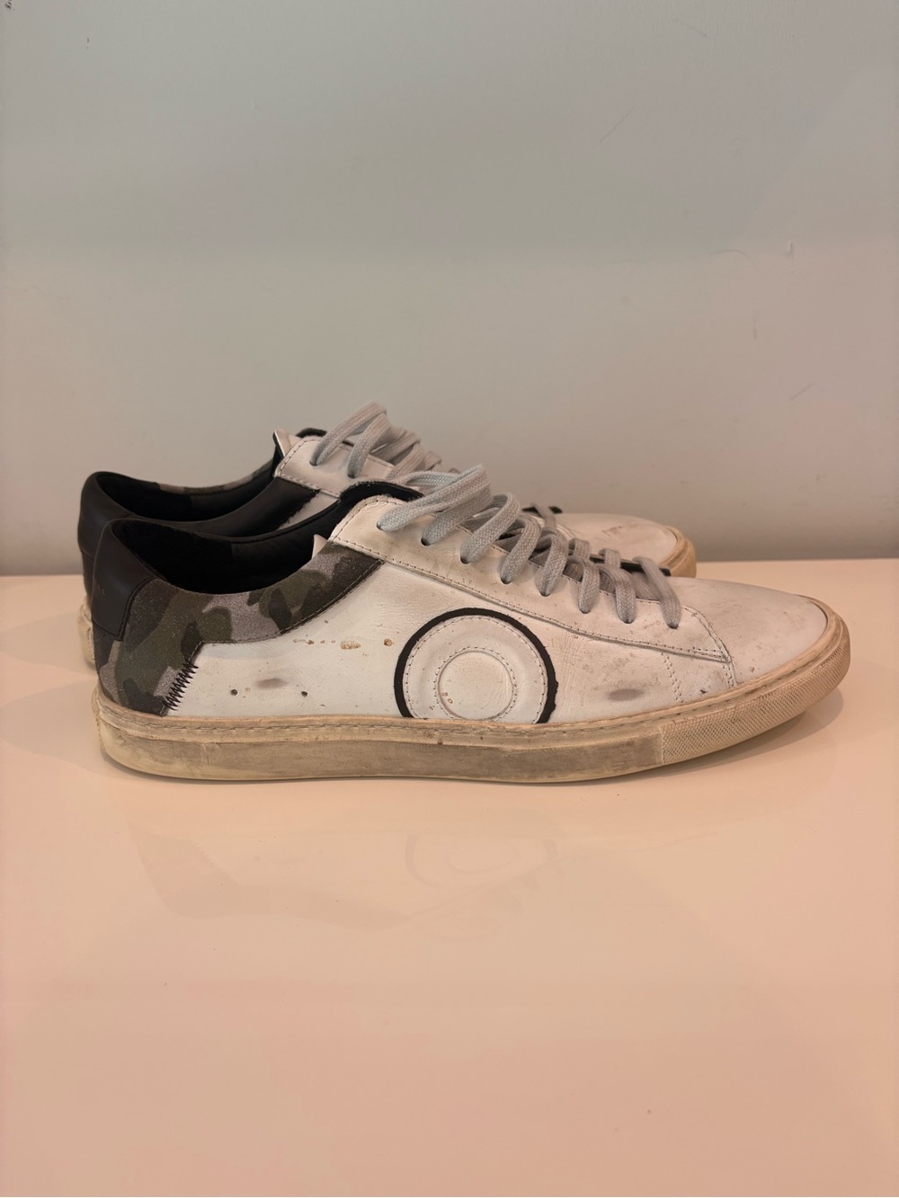 Oliver Cabell Low 1 Belmont Distressed Camo Sneakers Men 9 EU 42 w/ Dust Bag